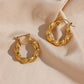 18K Gold Non Tarnish Chunky Striped Texture Twisted Hoop Earrings, Jewelry Gold Plated Stainless Steel Hoop Earring