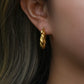 18K Gold Non Tarnish Chunky Striped Texture Twisted Hoop Earrings, Jewelry Gold Plated Stainless Steel Hoop Earring