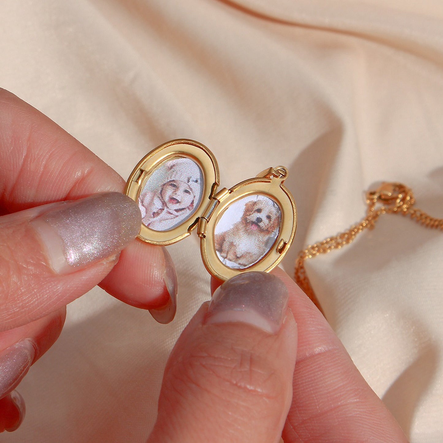Oval Custom Picture Frame Locket Pendant Necklace Stainless Steel Gold Plated Picture Necklace Pendant Jewelry