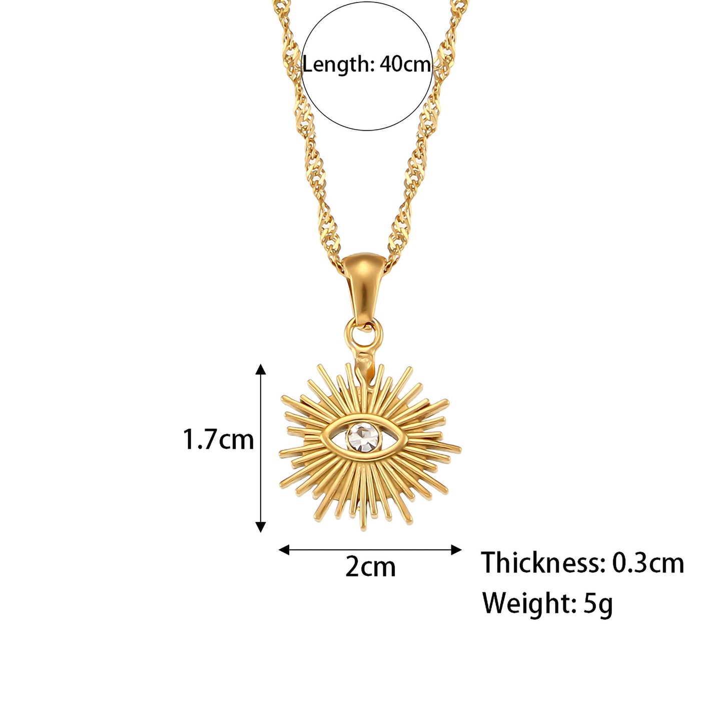 18k Gold Plated Evil Eye Pendant Necklace, Stainless Steel Necklace Set  Necklaces, 2022 Jewelry Zircon Charm