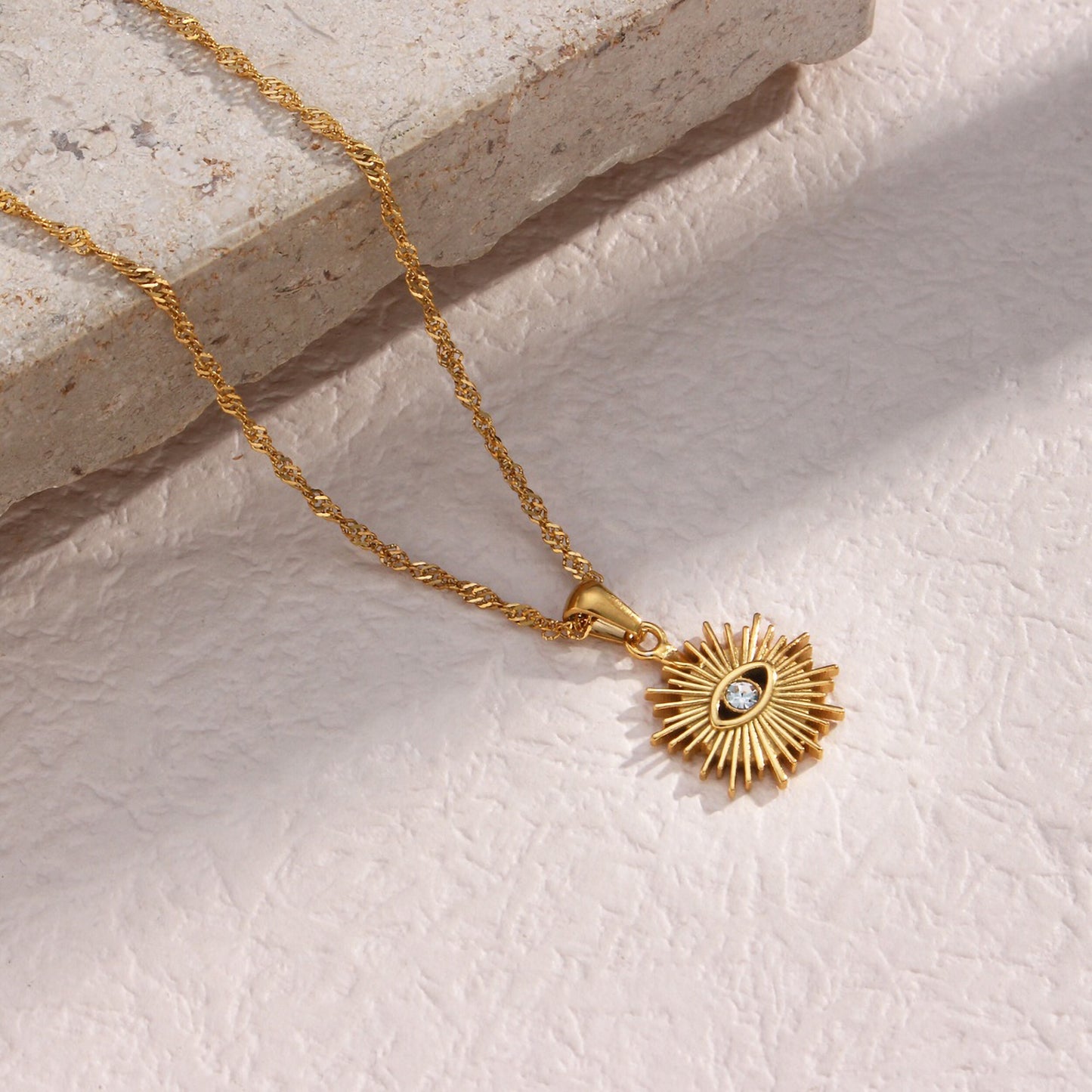 18k Gold Plated Evil Eye Pendant Necklace, Stainless Steel Necklace Set  Necklaces, 2022 Jewelry Zircon Charm
