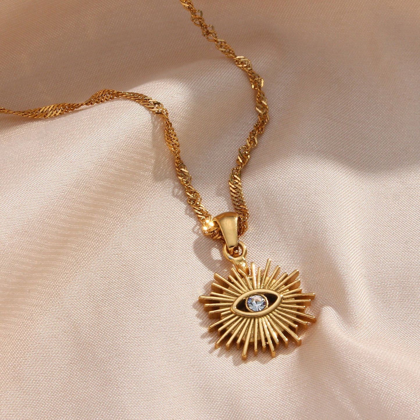 18k Gold Plated Evil Eye Pendant Necklace, Stainless Steel Necklace Set  Necklaces, 2022 Jewelry Zircon Charm