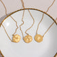 18K Gold Tarnish Free Irregular Disc Horoscope Stainless Steel Link Chain Pendant Necklace
