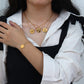18K Gold Tarnish Free Irregular Disc Horoscope Stainless Steel Link Chain Pendant Necklace