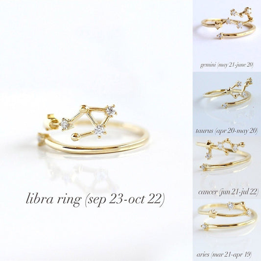 Zodiac Rings,Adjustable Constellations Rings,Star Signs Rings,Astrology Ring,Adjustable Zodiac Ring