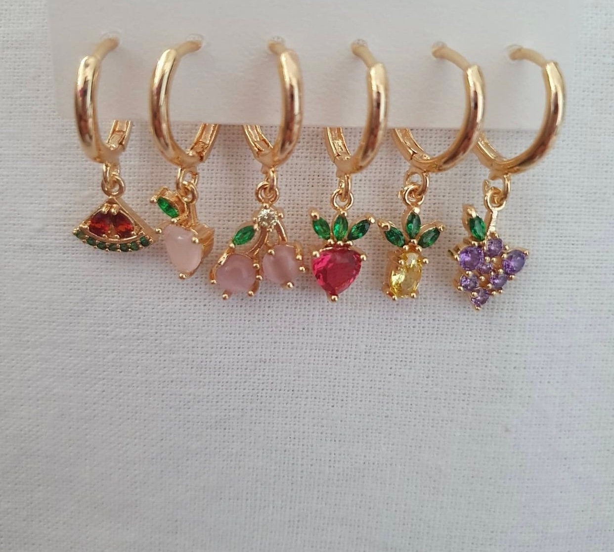 Fruits Hoop Earrings 18K Gold Filled,Fruits Earrings, Minimalist Earrings, Earrings for Girls Hoop earrings,Minimalist Summer Earrings