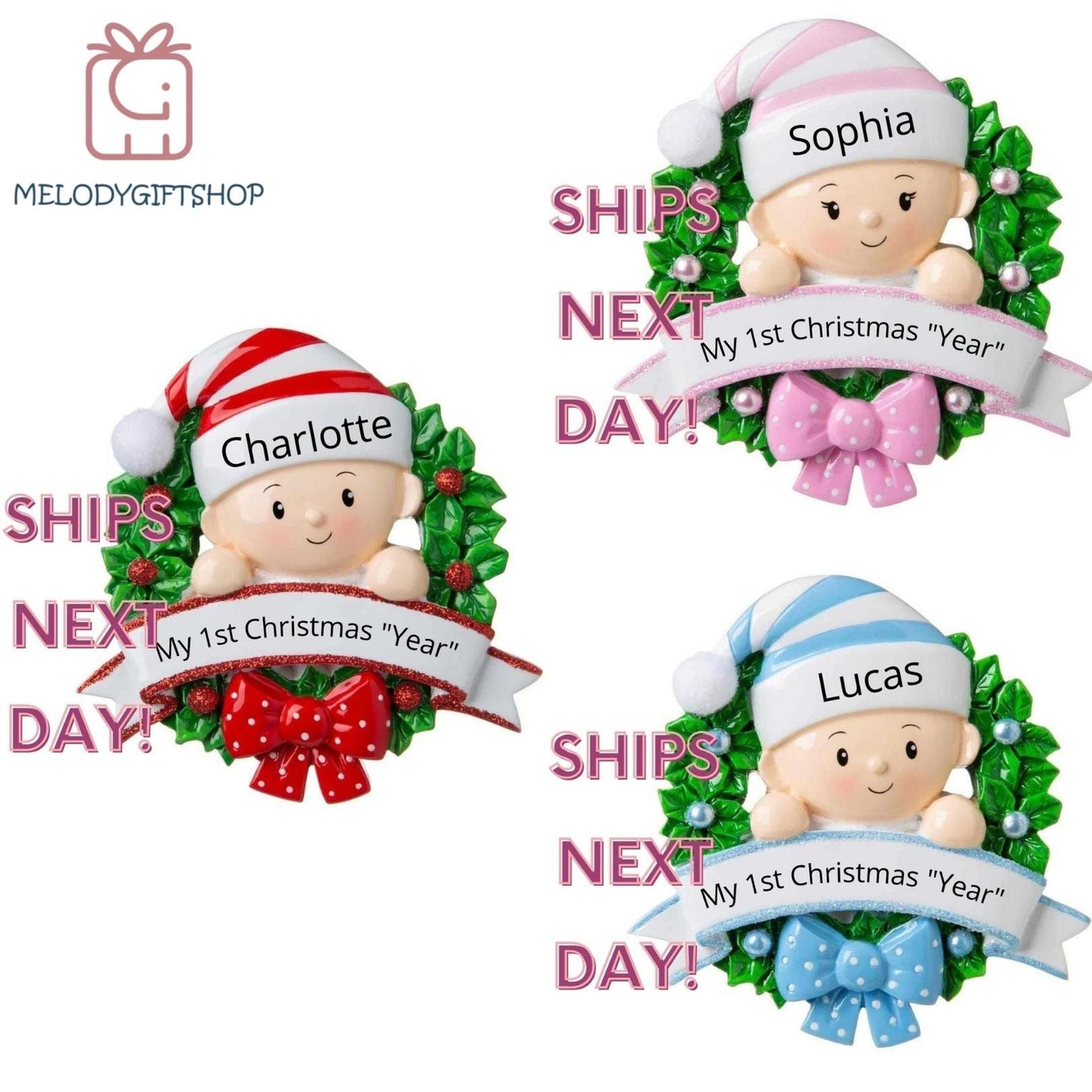 Baby Ornament 2024 - Baby First Christmas Ornament 2024- Baby's 1st Christmas Ornament - Newborn Ornament - Pregnancy Gift