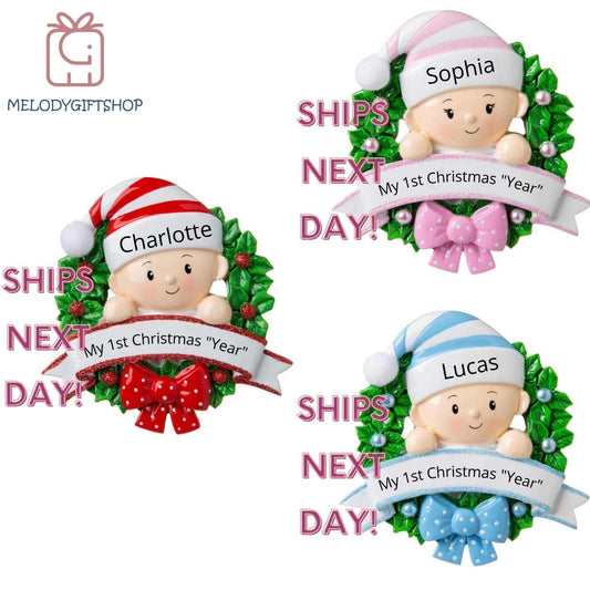 Baby Ornament 2024 - Baby First Christmas Ornament 2024- Baby's 1st Christmas Ornament - Newborn Ornament - Pregnancy Gift