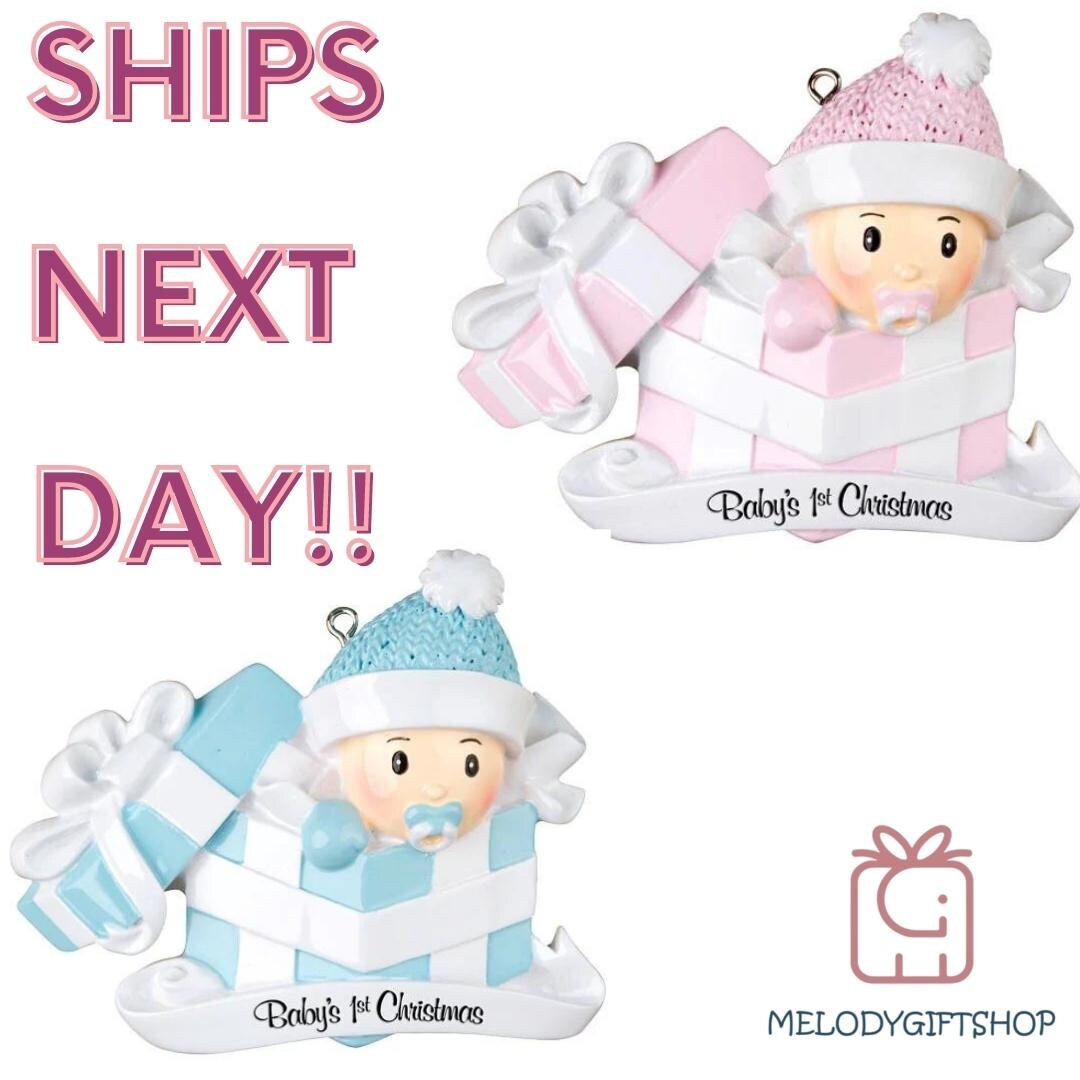 2024 Baby Boy and Baby Girl in Personalized Present Ornament, 2024 New Baby's First Christmas Ornament, Personalized Christmas Ornament Gift