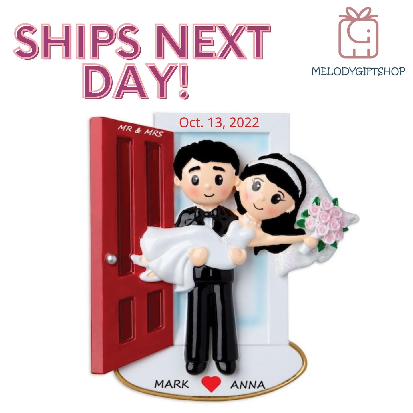 Couple Wedding Christmas Ornament 2023 ,  Bride And Groom Ornament,  2023 Wedding Ornament,  Newlywed Ornament, Christmas Couple Ornament