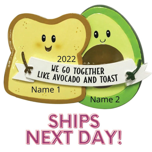 Personalized Christmas Ornaments For Couples-Avacado and Toast Couple Ornament-Avocado Ornament- 2023 Christmas Ornament
