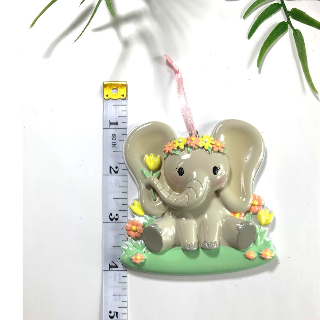Elephant Baby Christmas Ornament - Elephant Personalized Ornament - Personalized Baby Girl First Christmas - Christmas Ornament 2023