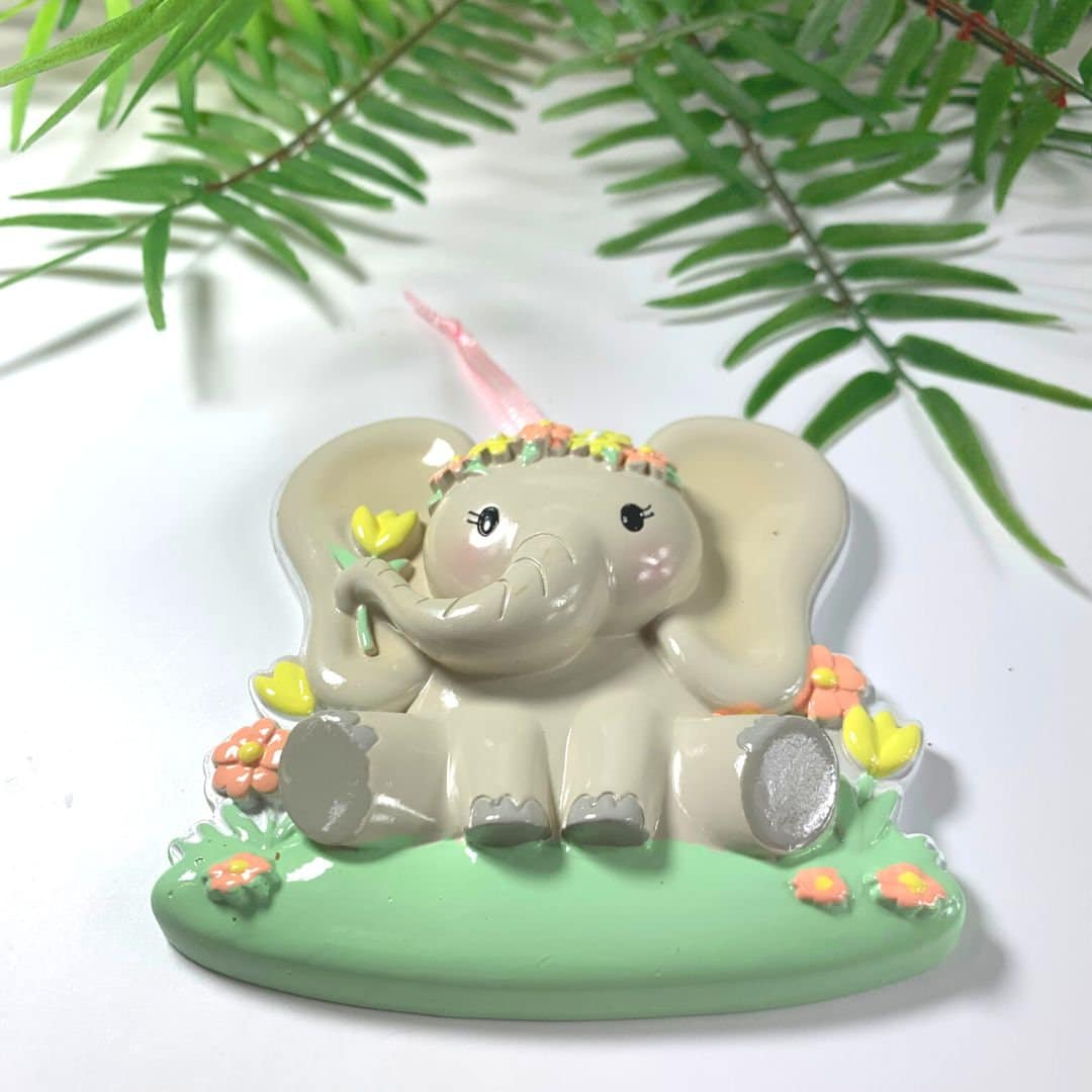 Elephant Baby Christmas Ornament - Elephant Personalized Ornament - Personalized Baby Girl First Christmas - Christmas Ornament 2023
