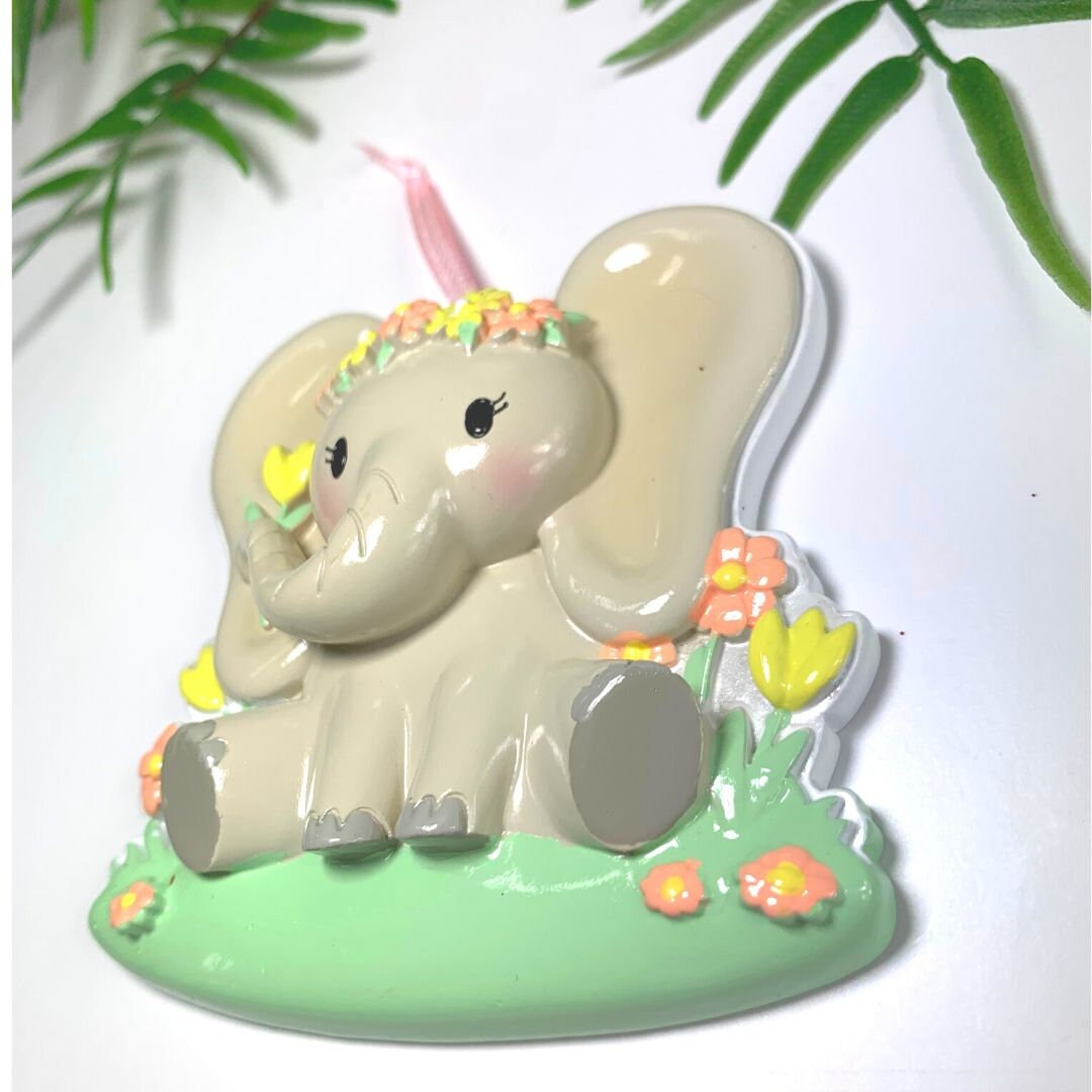 Elephant Baby Christmas Ornament - Elephant Personalized Ornament - Personalized Baby Girl First Christmas - Christmas Ornament 2023