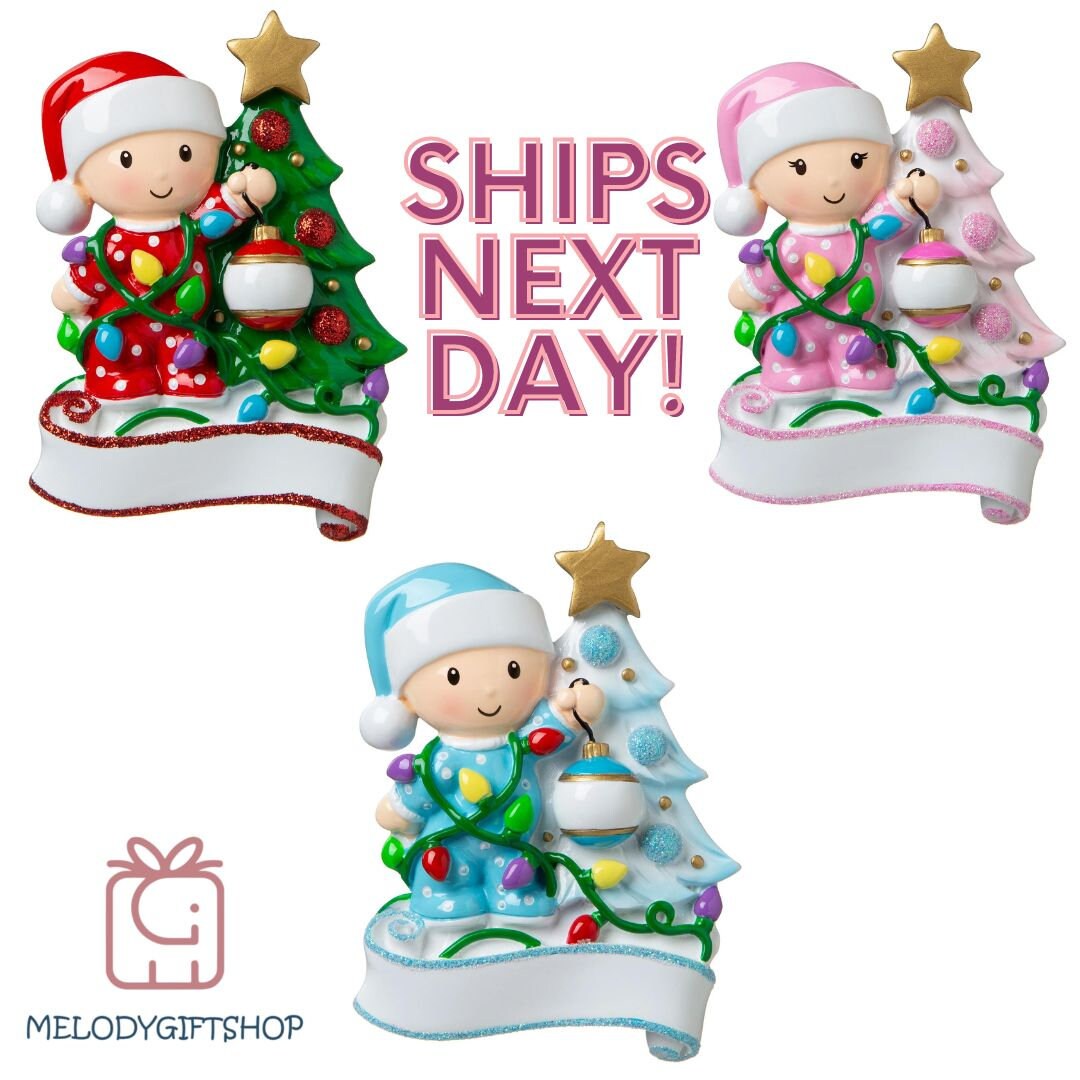 Baby First Christmas Ornament 2024 - Personalized Baby Ornament - 2024 Baby's 1st Christmas Ornament - Newborn Ornament - Pregnancy Gift