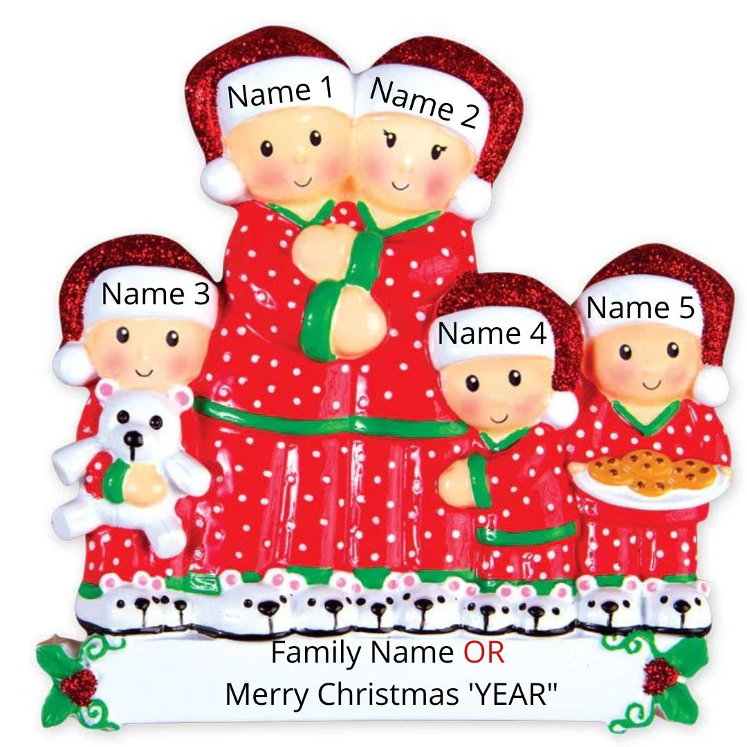 Pajama Family Christmas Ornament Personalized 2023 - Family Christmas Ornament - Family of 3 4 5 6  Christmas Ornament,Christmas Ornament