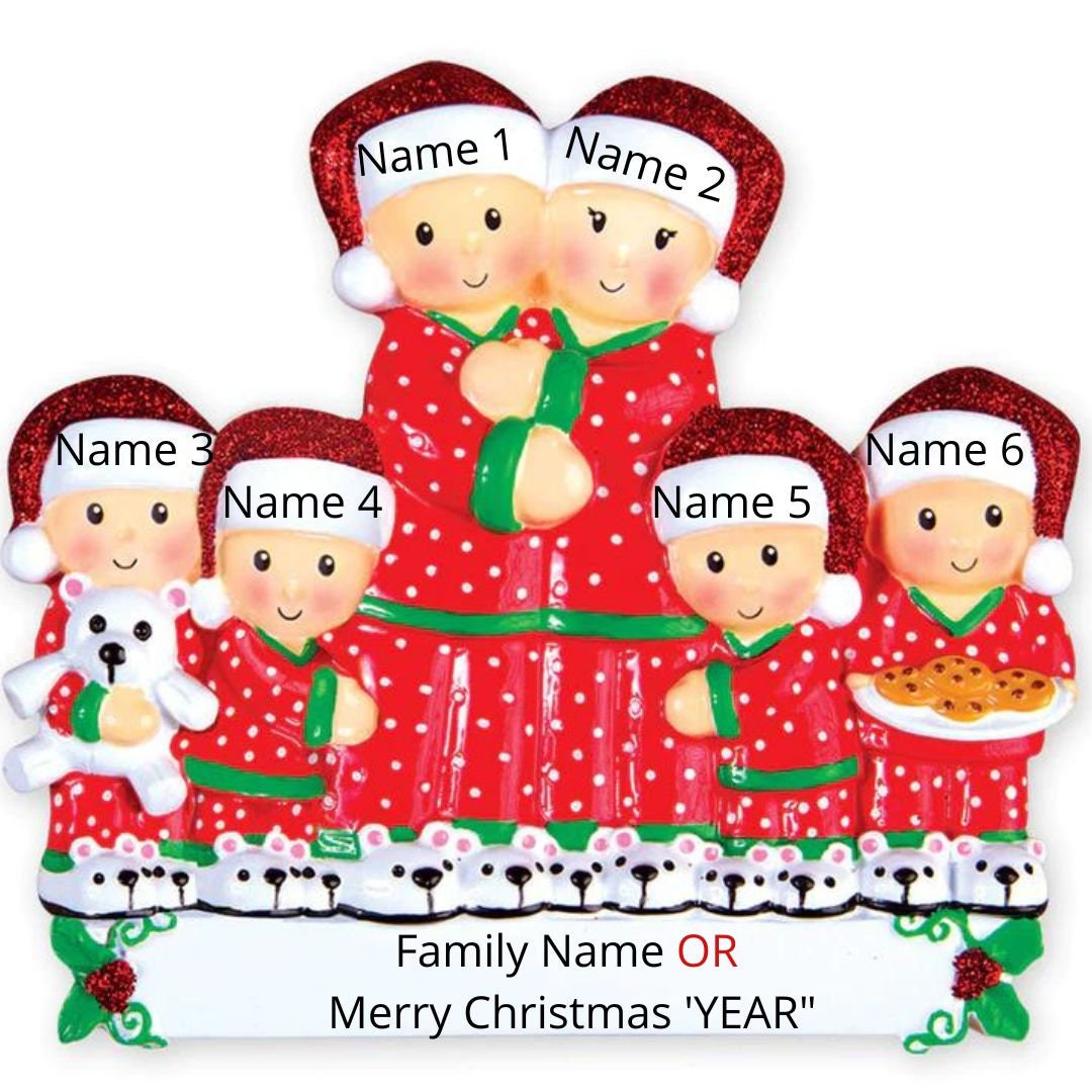 Pajama Family Christmas Ornament Personalized 2023 - Family Christmas Ornament - Family of 3 4 5 6  Christmas Ornament,Christmas Ornament