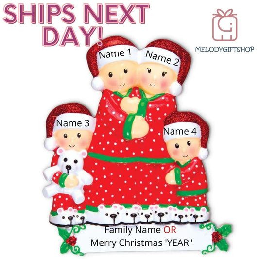 Pajama Family Christmas Ornament Personalized 2023 - Family Christmas Ornament - Family of 3 4 5 6  Christmas Ornament,Christmas Ornament