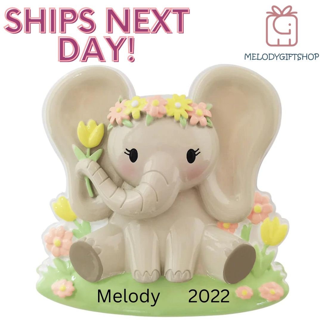 Elephant Baby Christmas Ornament - Elephant Personalized Ornament - Personalized Baby Girl First Christmas - Christmas Ornament 2023