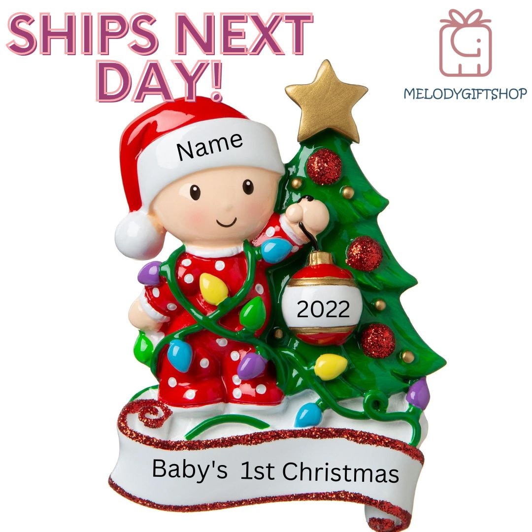 Baby First Christmas Ornament 2024 - Personalized Baby Ornament - 2024 Baby's 1st Christmas Ornament - Newborn Ornament - Pregnancy Gift