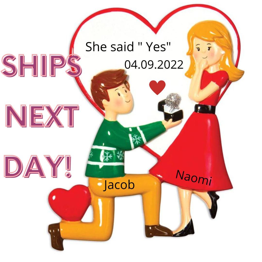 Personalized Engaged Christmas Ornament,Engagement Couple Personalized Christmas Ornament,2022 Ornaments.proposal Christmas Ornament