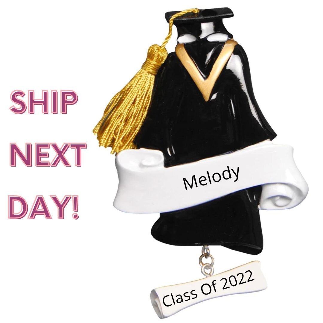 Graduation Christmas Ornament 2022, Grad Gown Personalized Ornament, Law Diploma Cap, Tassel PHD College - High School Student Graduate Gift