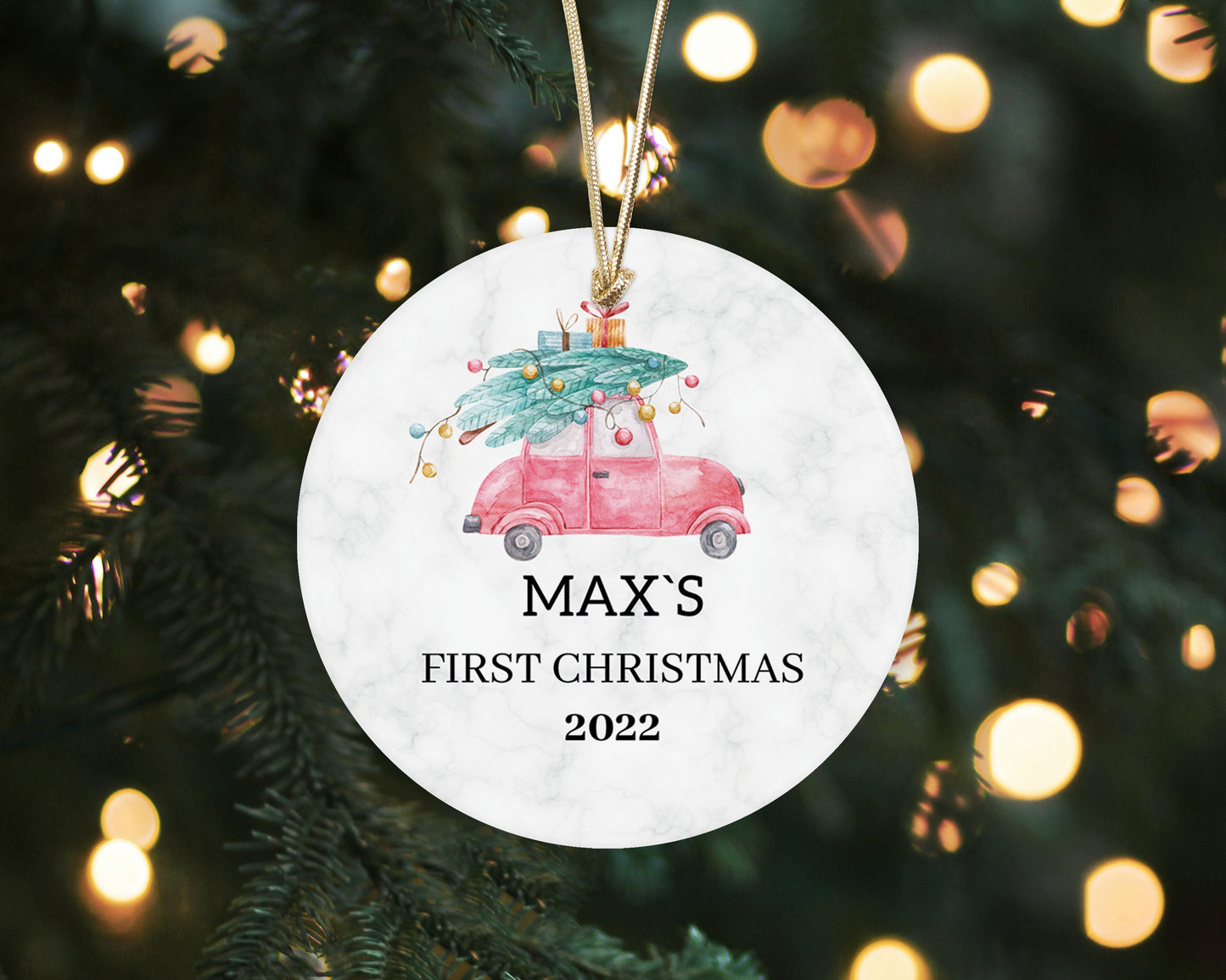 Baby's First Christmas Ornament 2022 - Personalized First Christmas Truck Ornament - Custom Baby Boy Truck Ornament