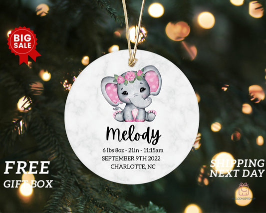 Baby's First Christmas Ornament - Baby Stats First Christmas Ornament - Custom Baby Ceramic Ornament 2023 -Personalized New Baby Ornament