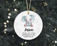 Baby's First Elephant Boy Christmas Ornament - Personalized Baby Stats First Christmas Ornament - Custom Baby Ceramic Christmas Ornament