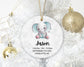 Baby's First Elephant Boy Christmas Ornament - Personalized Baby Stats First Christmas Ornament - Custom Baby Ceramic Christmas Ornament
