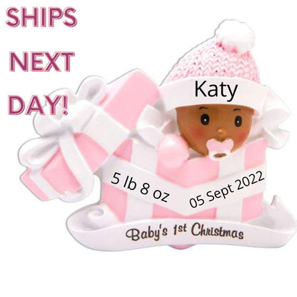 African American Baby Girl Christmas Ornament,African American Girl First Christmas,African American Boy First Christmas,Christmas Ornament