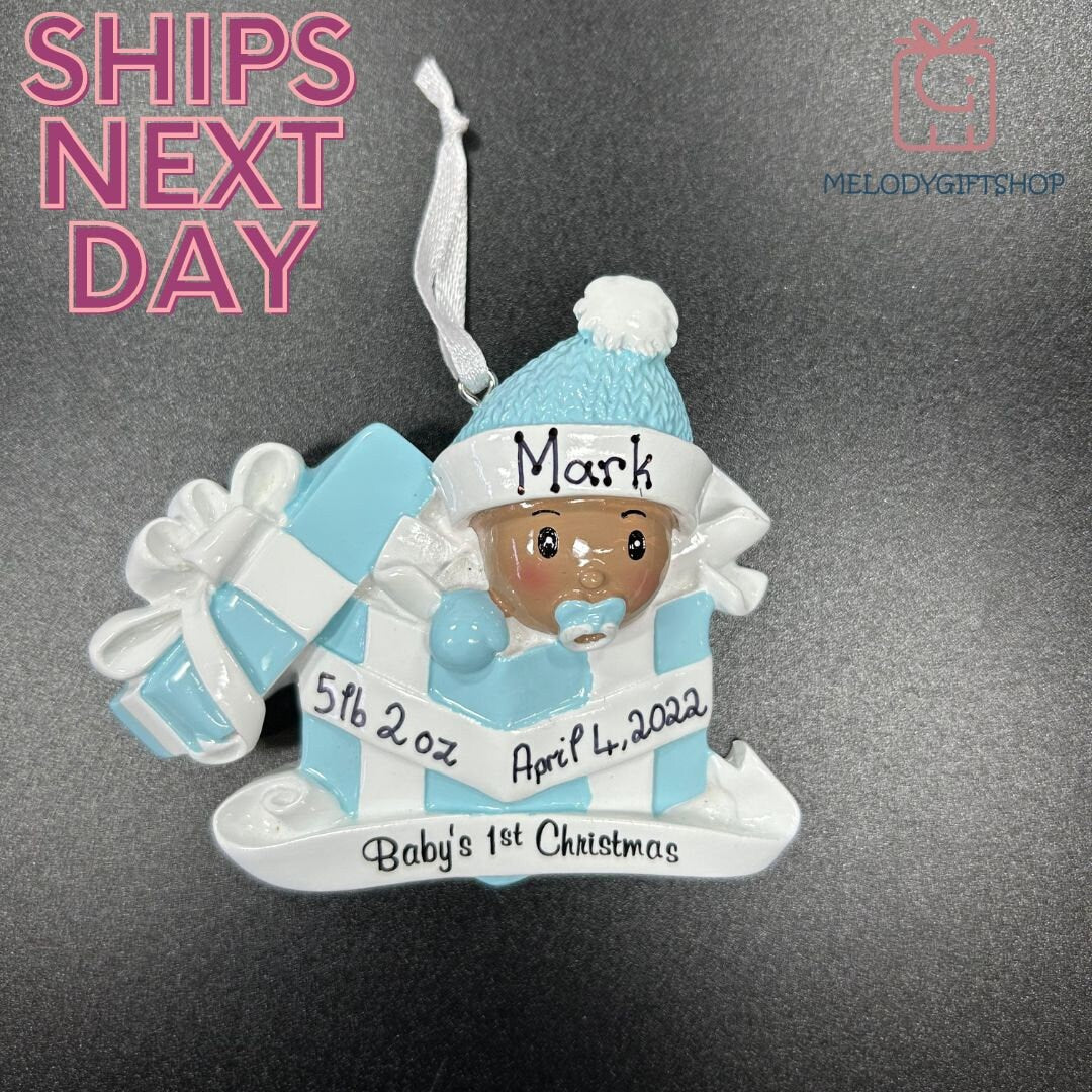 African American Baby Girl Christmas Ornament,African American Girl First Christmas,African American Boy First Christmas,Christmas Ornament