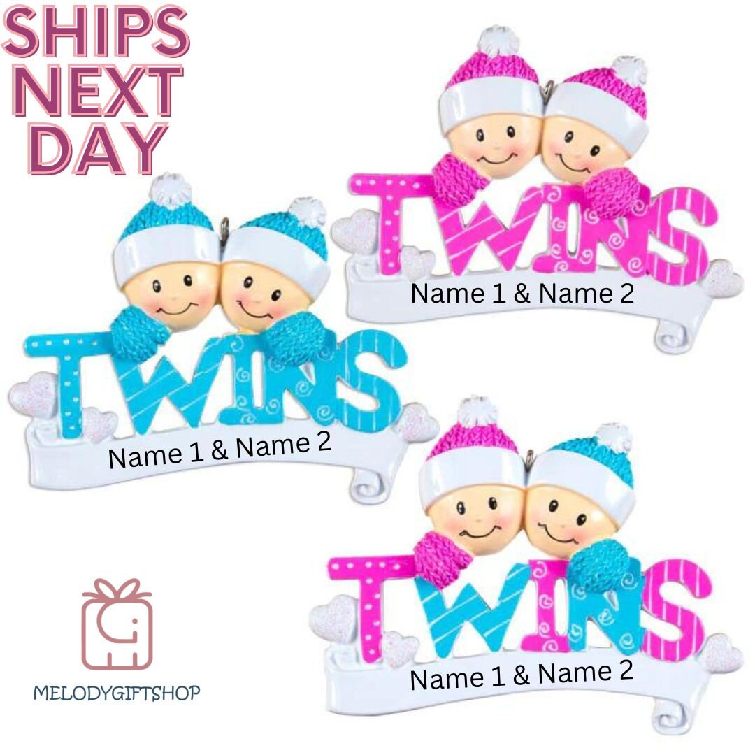 Baby Twins First Christmas Ornament,Ornaments for new babies first Christmas, Boy and Girl Twins,Personalized Ornament,