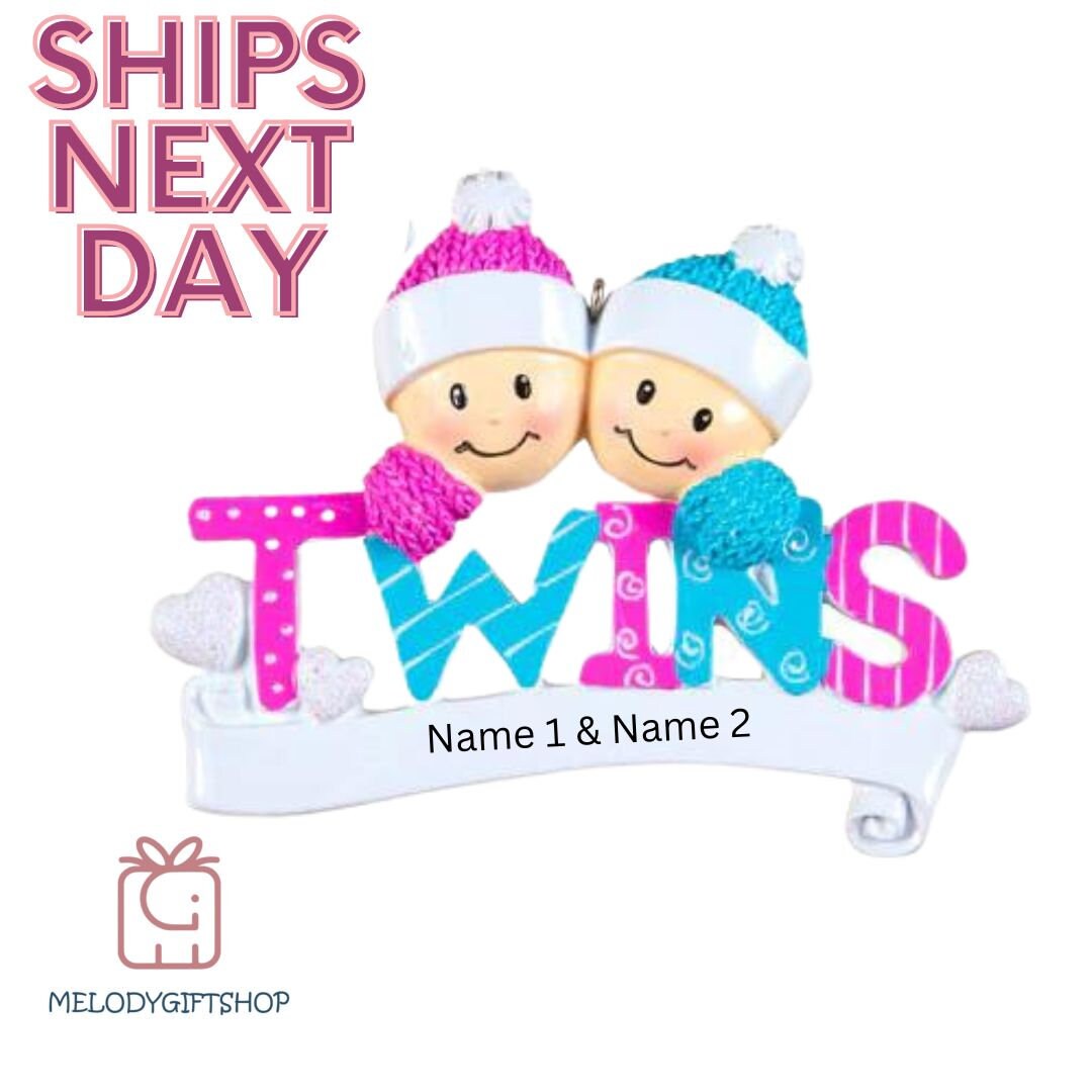 Baby Twins First Christmas Ornament,Ornaments for new babies first Christmas, Boy and Girl Twins,Personalized Ornament,