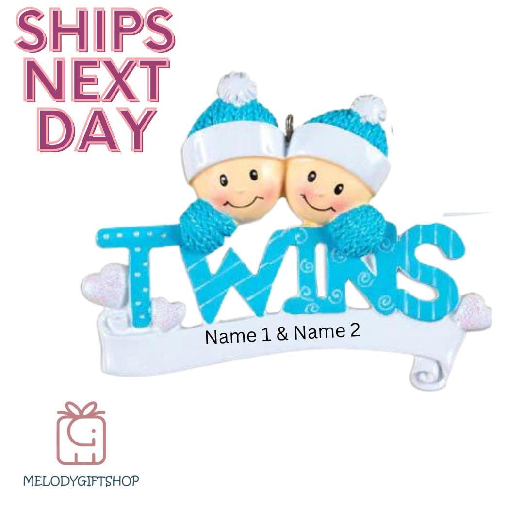 Baby Twins First Christmas Ornament,Ornaments for new babies first Christmas, Boy and Girl Twins,Personalized Ornament,