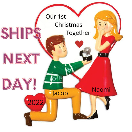 Personalized Engaged Christmas Ornament,Engagement Couple Personalized Christmas Ornament,2022 Ornaments.proposal Christmas Ornament