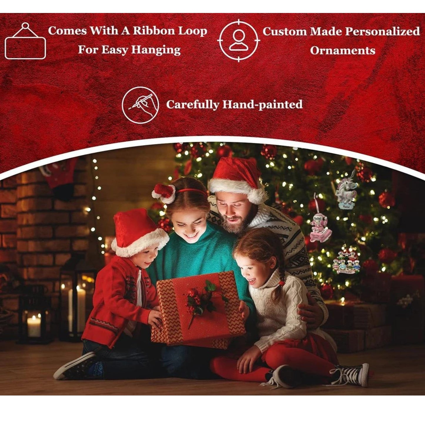 Stocking Family  for 3 Christmas Ornament 2023 - Personalized Christmas Ornament Personalized Gift 2023 Ornament Family Stocking