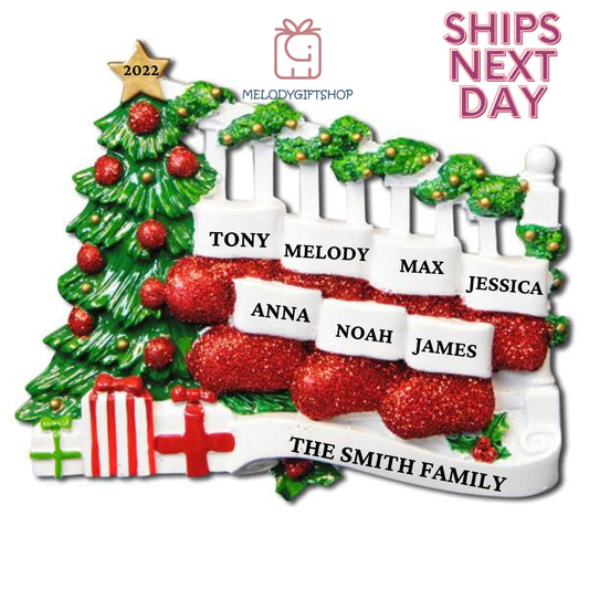 Stocking Family for 7 Christmas Ornament 2023 - Personalized Christmas Ornament Personalized Gift 2023 Ornament Family Stocking Christmas