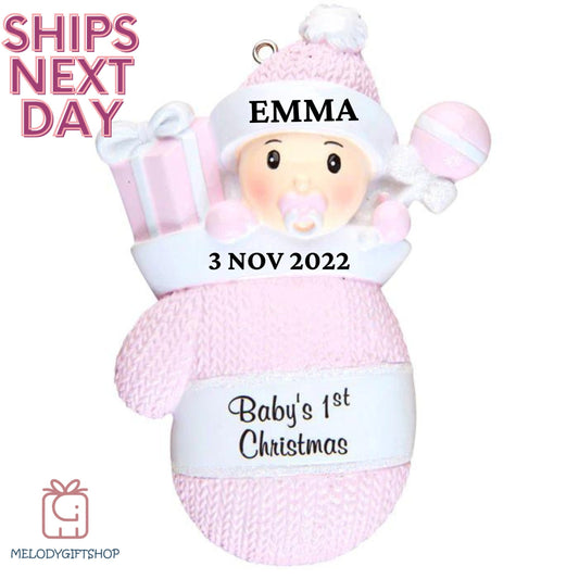Personalized Baby First Christmas Ornament, 1st Christmas Baby Girl Ornament, Christmas Keepsake, Gift for Newborn Baby, 2023
