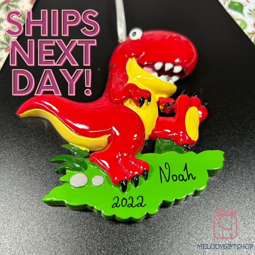 Dinosaurs Kids Christmas 2023,Personalized DINOSAUR Ornament, Red T-Rex DINOSAUR Ornament, T Rex Ornaments, T-Rex Christmas Ornaments