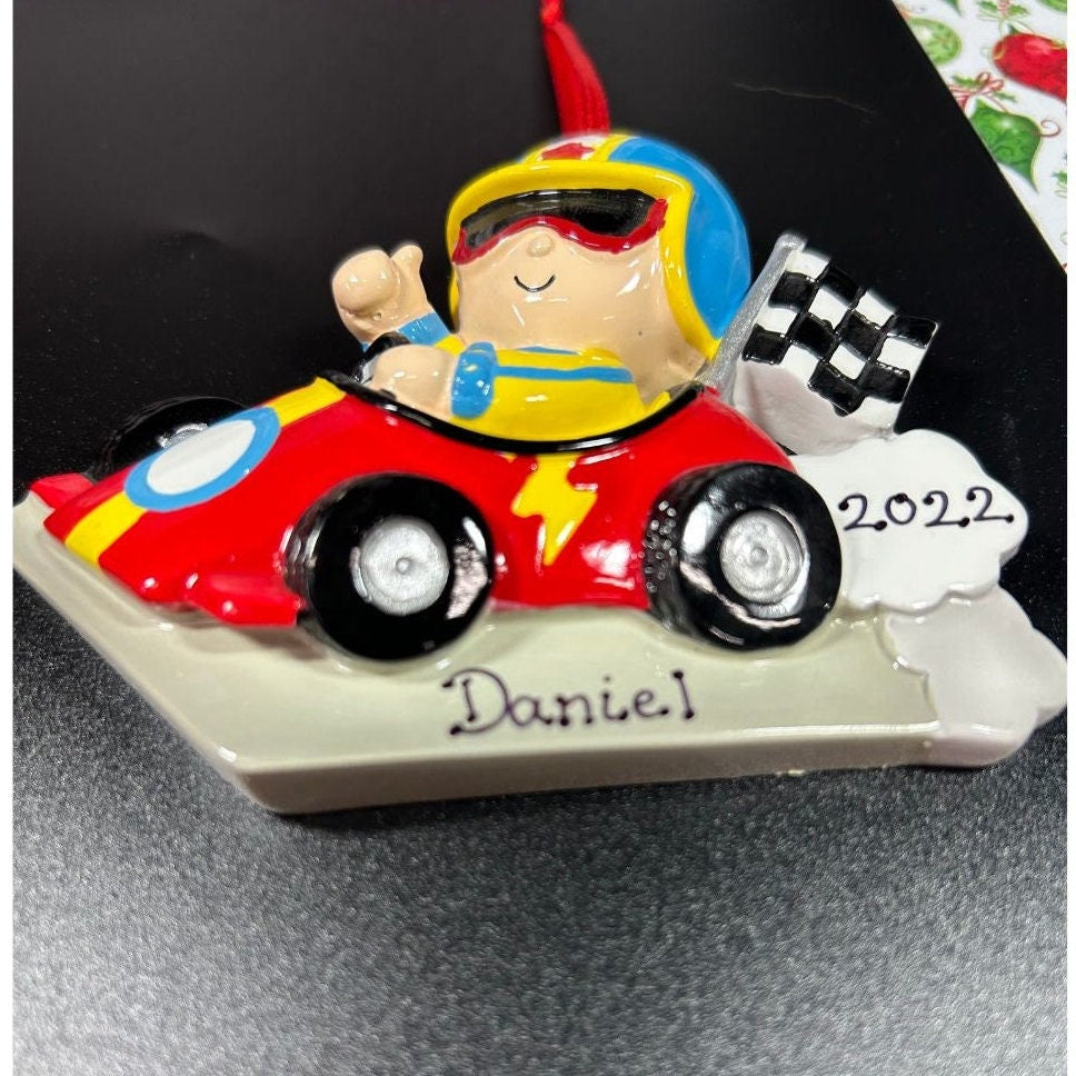 Race Car Ornament,Race Car Personalized Ornament,Race Car Driver Personalized Christmas Decoration,Car ornament, Race Car for Kids Christmas