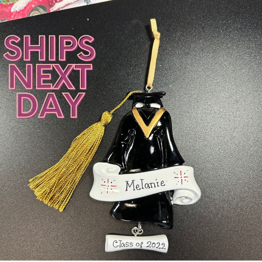 Graduation Christmas Ornament 2022, Grad Gown Personalized Ornament, Law Diploma Cap, Tassel PHD College - High School Student Graduate Gift