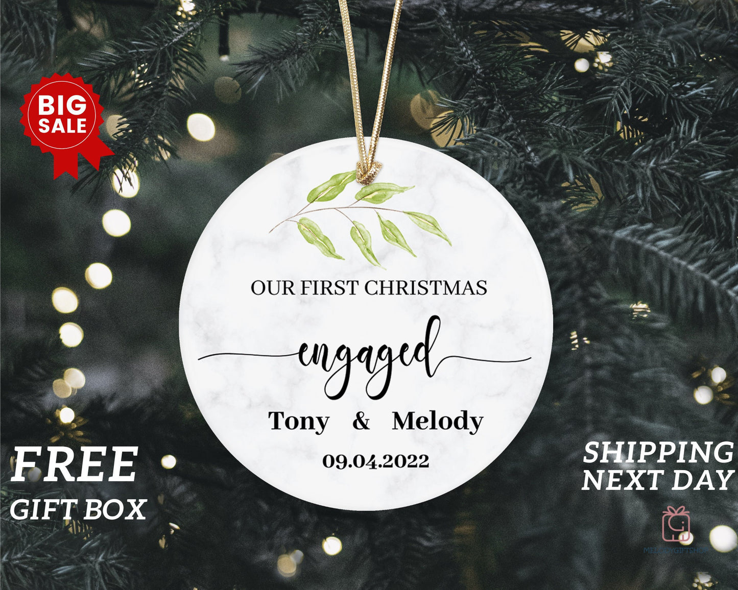 First Christmas Married Ornament - Mr and Mrs Ornament - Wedding Christmas Gift- Newlywed Christmas Ornament, Personalized Christmas Gift
