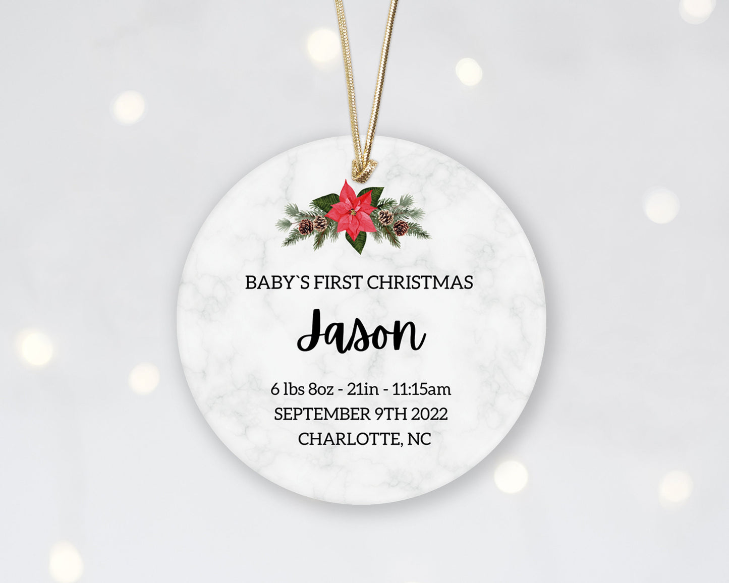 Baby's First Christmas Ornament - Personalized Baby Stats First Christmas Ornament - Custom Baby Ceramic - 2023 Baby First Christmas