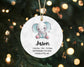Baby's First Elephant Boy Christmas Ornament - Personalized Baby Stats First Christmas Ornament - Custom Baby Ceramic Christmas Ornament