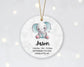 Baby's First Elephant Boy Christmas Ornament - Personalized Baby Stats First Christmas Ornament - Custom Baby Ceramic Christmas Ornament