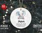 Baby's First Elephant Boy Christmas Ornament - Personalized Baby Stats First Christmas Ornament - Custom Baby Ceramic Christmas Ornament