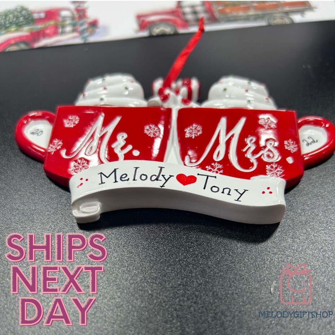 Mr. and Mrs.  Couple Ornament 2023 Mr. and Mrs. Personalized Mugs Christmas Ornament Mug Ornament Newly Married Couple Christmas 2023