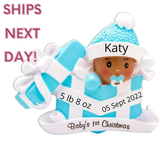 African American Baby Girl Christmas Ornament,African American Girl First Christmas,African American Boy First Christmas,Christmas Ornament