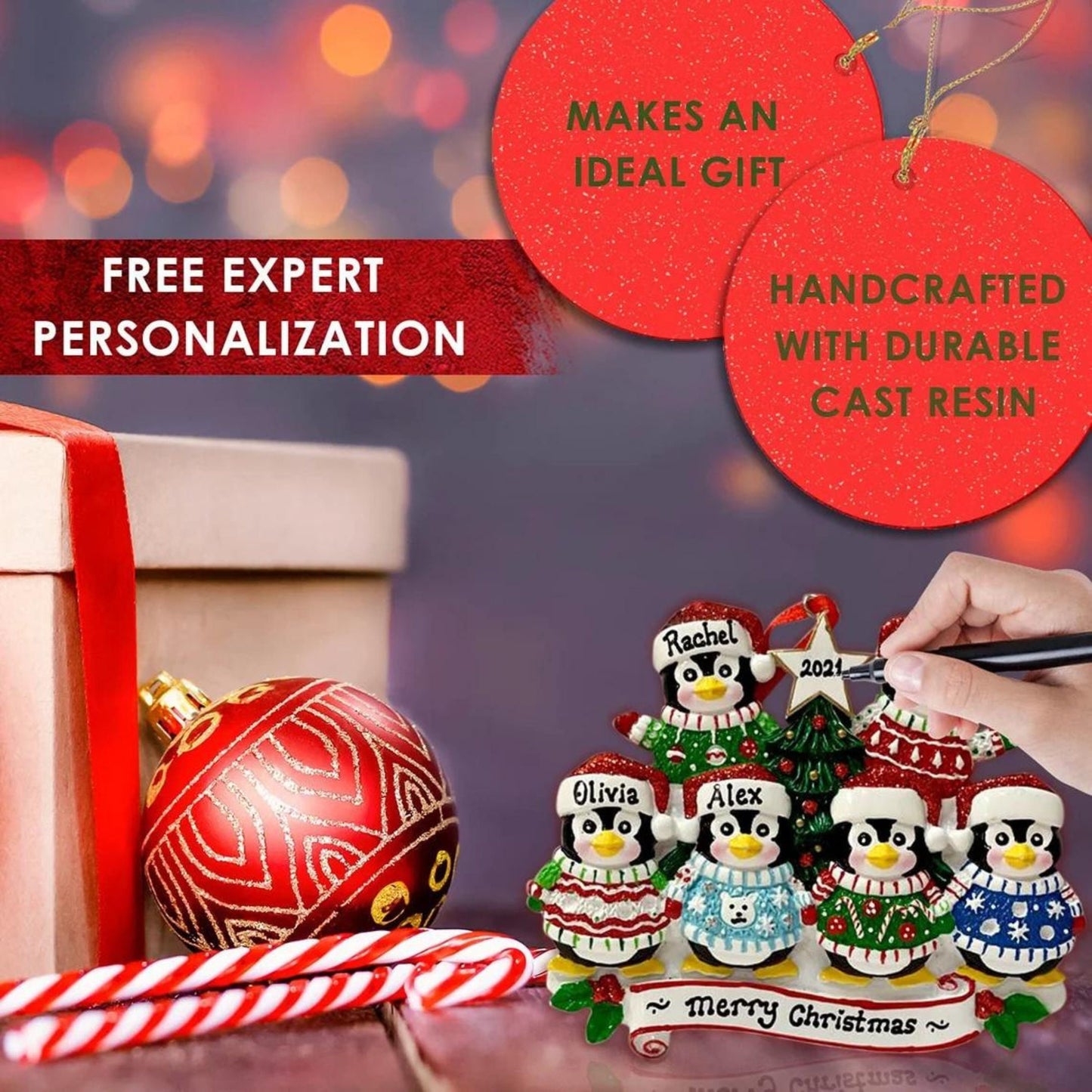 Stocking Family Christmas Ornament 2022 - Personalized Christmas Ornament- Personalized Gift 2022 Ornament Family Stocking